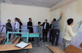 مرمت و رنگ آمیزی مدارس همدان توسط گروه‌های جهادی