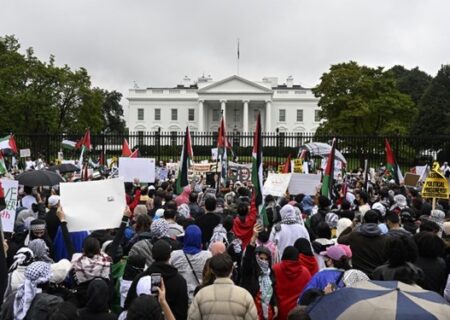 تظاهرات حامیان فلسطین در پایتخت آمریکا+فیلم
